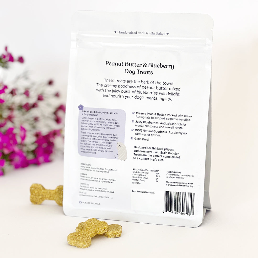 Gizzls Peanut Butter & Blueberry Dog Treats (200g)